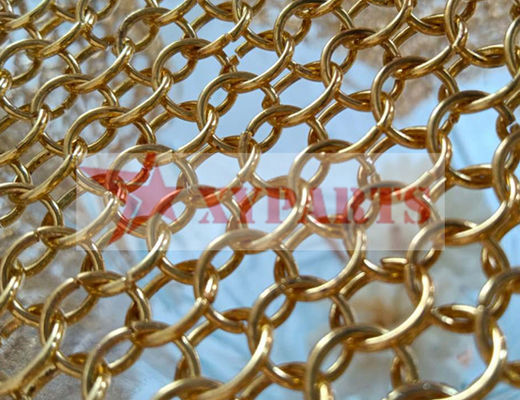 Tenda a prova di fuoco di Mesh Curtain Restaurant Partition Ring del metallo con colore dell'oro