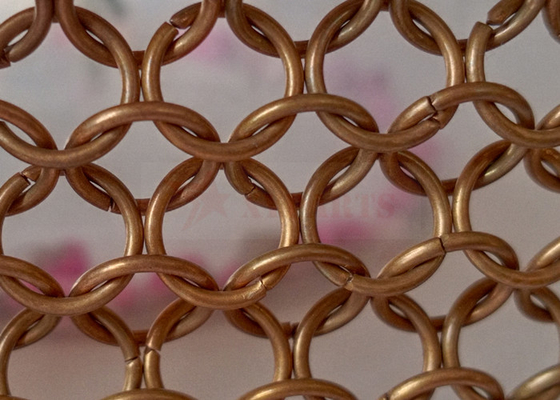Copertura di acciaio inossidabile 10mm Ring Mesh Curtain As Outer Facade di colore di rame