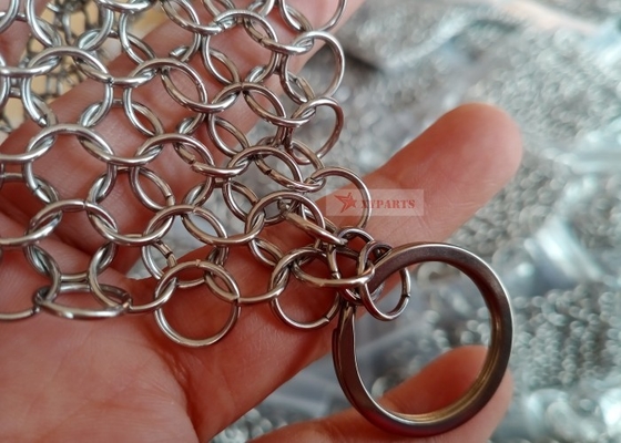 SS316L 10mm Ring Cast Iron Pan Chainmail 8&quot; X 6&quot; acciaio inossidabile dell'alto grado