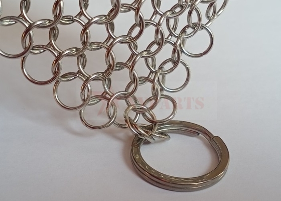 SS316L 10mm Ring Cast Iron Pan Chainmail 8&quot; X 6&quot; acciaio inossidabile dell'alto grado